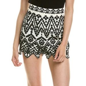 (NWT) ZARA Contrast Embroidered Shorts in black and white
